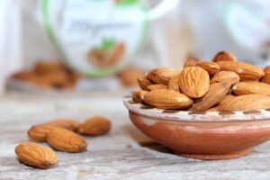 bowl of raw unsalted almonds