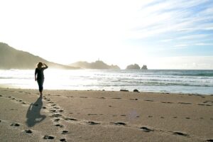 walking on beach