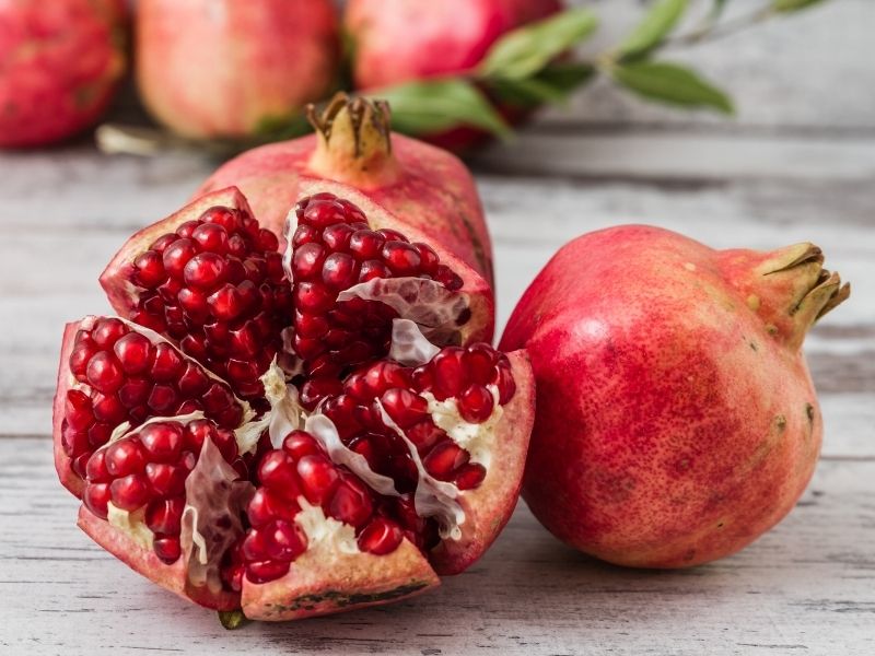 sliced up pomegranate