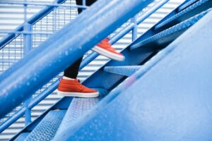 climbing up and down stairs