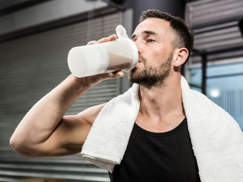 Man drinking protein shake