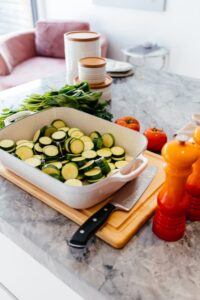 sliced courgettes