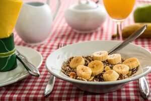 cereal and sliced banana