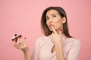 woman eating cake