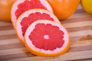 sliced pink fresh grapefruit