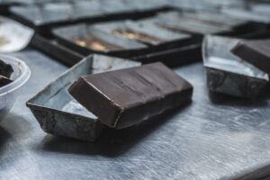 dark chocolate in trays