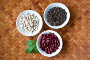 dried lentils, kidney beans, butter beans