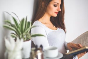 woman reading book