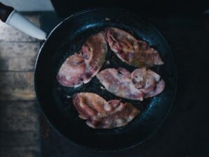 bacon in frying pan