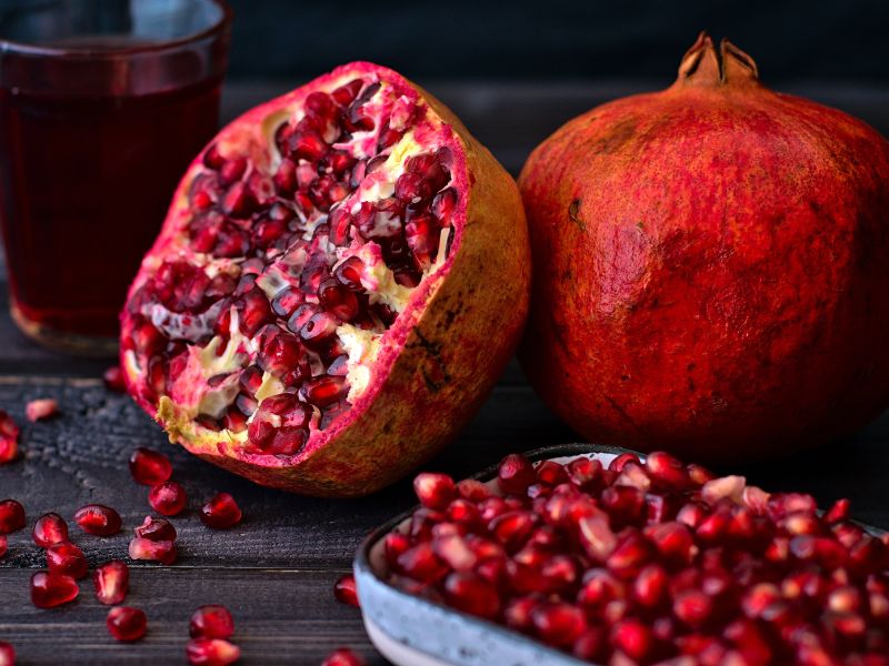 halved pomegranate