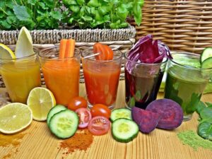 colourful vegetable juices