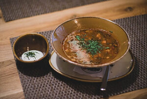 homemade lentil soup in bowl