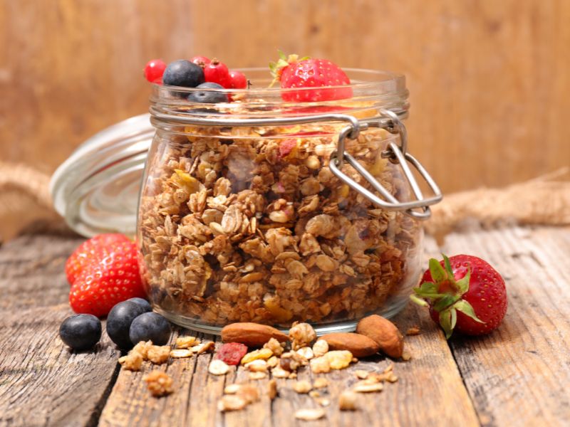 mason jar with granola