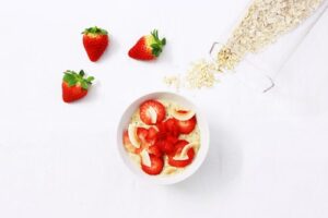 fresh strawberries and oats