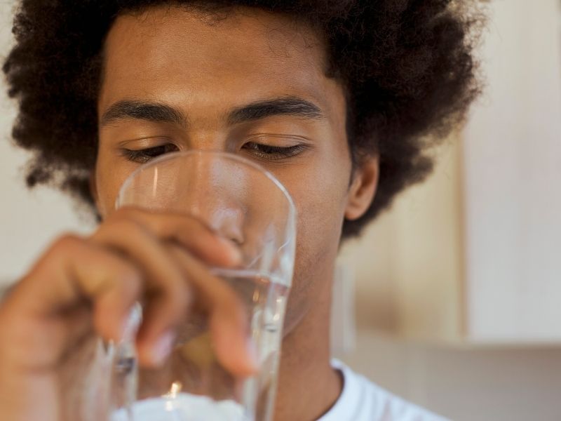 person drinking water