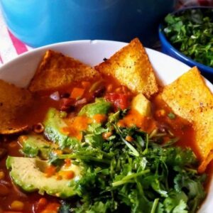 Two bean tortilla soup