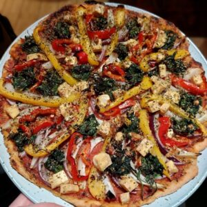 homemade plant based pizza