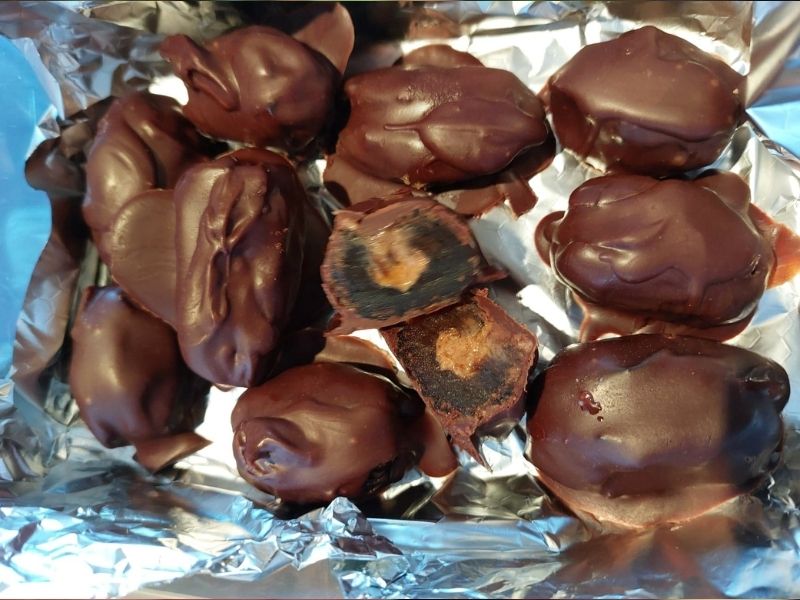 plate of chocolate dates