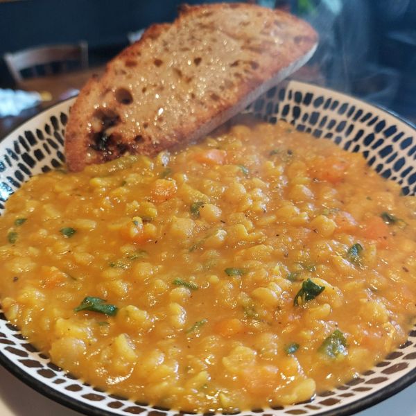 Hearty, Yellow Split Pea, Sweet Potato & Carrot Soup