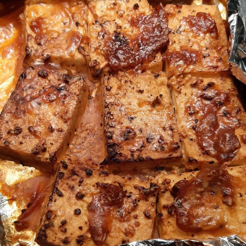 Sticky, Teriyaki Tofu Made With Maple Syrup