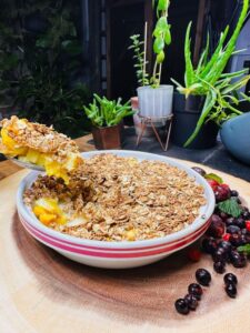 pineapple crumble with spoon