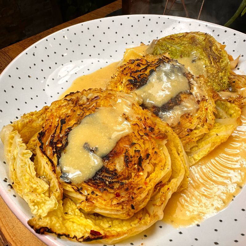 Charred Cabbage Steaks With A Satisfying Creamy Gravy